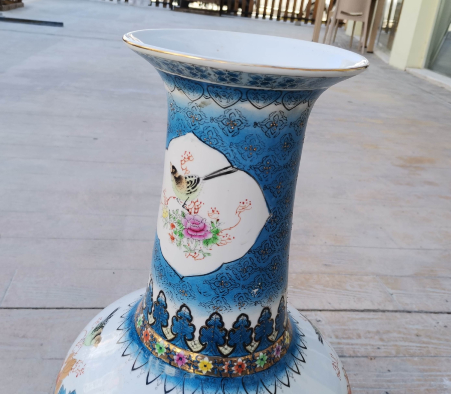 EL BOYAMA BÜYÜK BOY ANTİKA PORSELEN VAZO