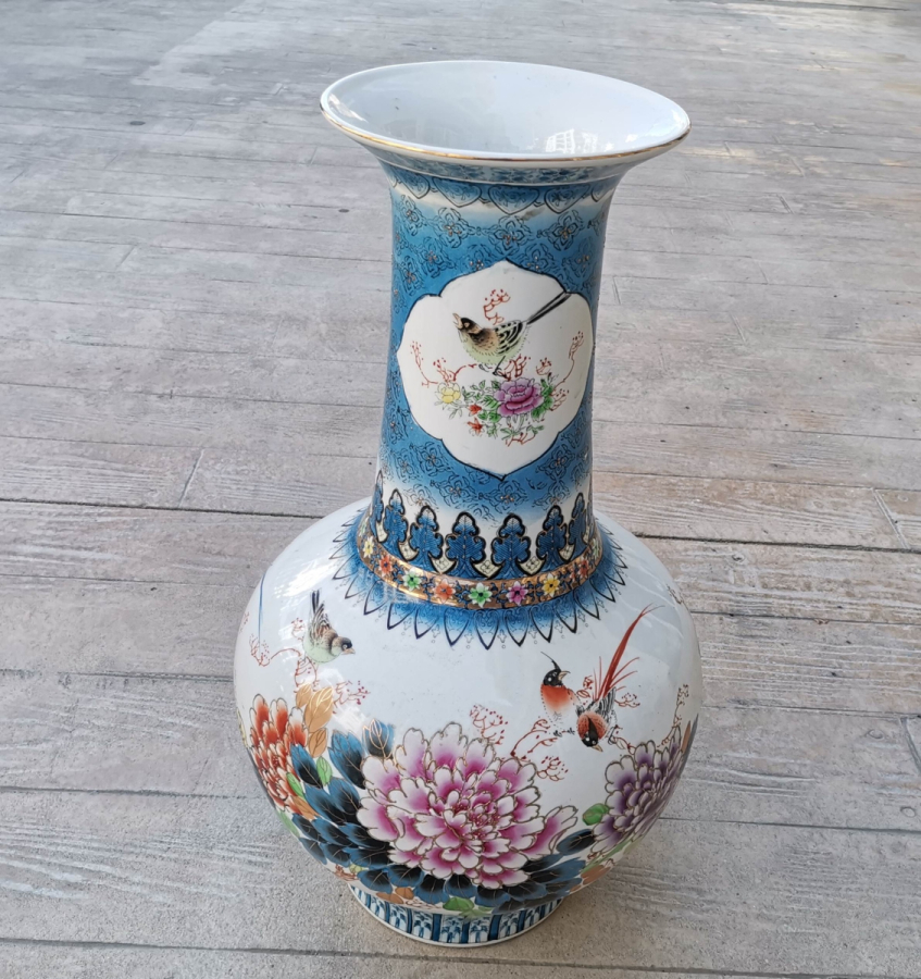 EL BOYAMA BÜYÜK BOY ANTİKA PORSELEN VAZO