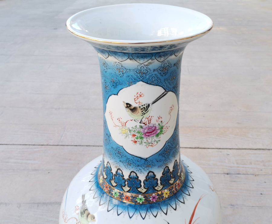 EL BOYAMA BÜYÜK BOY ANTİKA PORSELEN VAZO