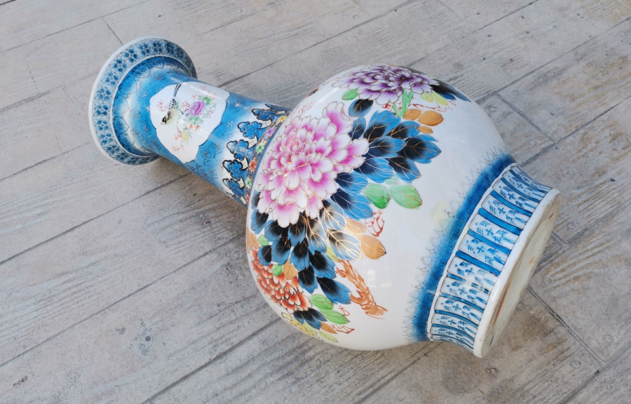 EL BOYAMA BÜYÜK BOY ANTİKA PORSELEN VAZO