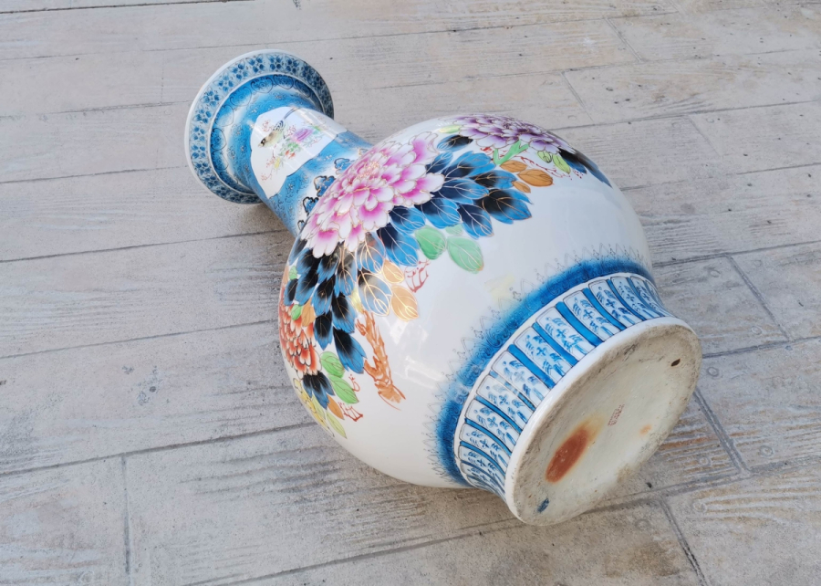 EL BOYAMA BÜYÜK BOY ANTİKA PORSELEN VAZO