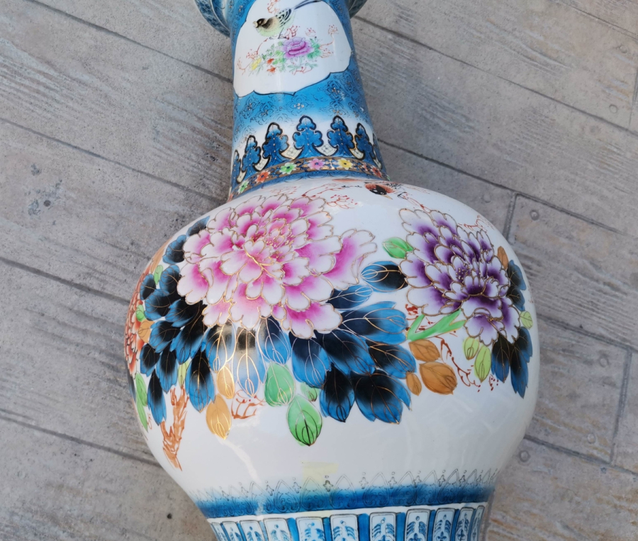 EL BOYAMA BÜYÜK BOY ANTİKA PORSELEN VAZO