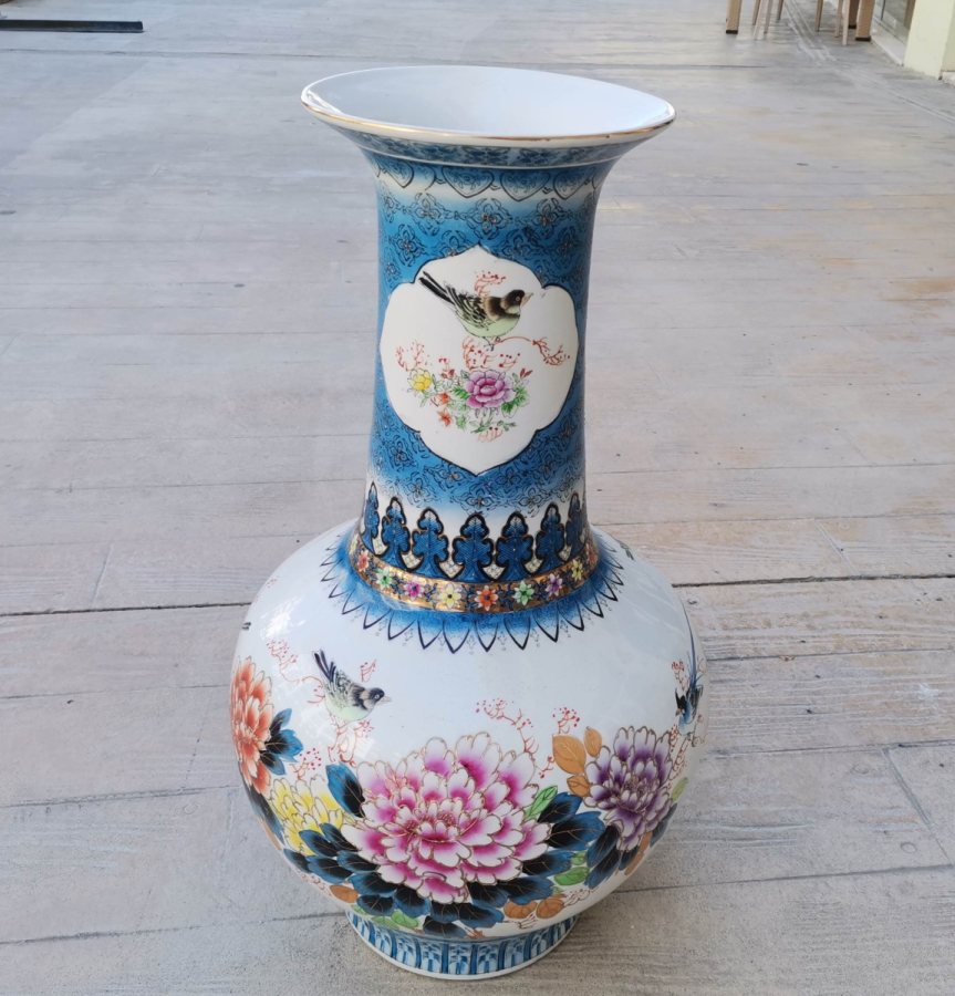 EL BOYAMA BÜYÜK BOY ANTİKA PORSELEN VAZO