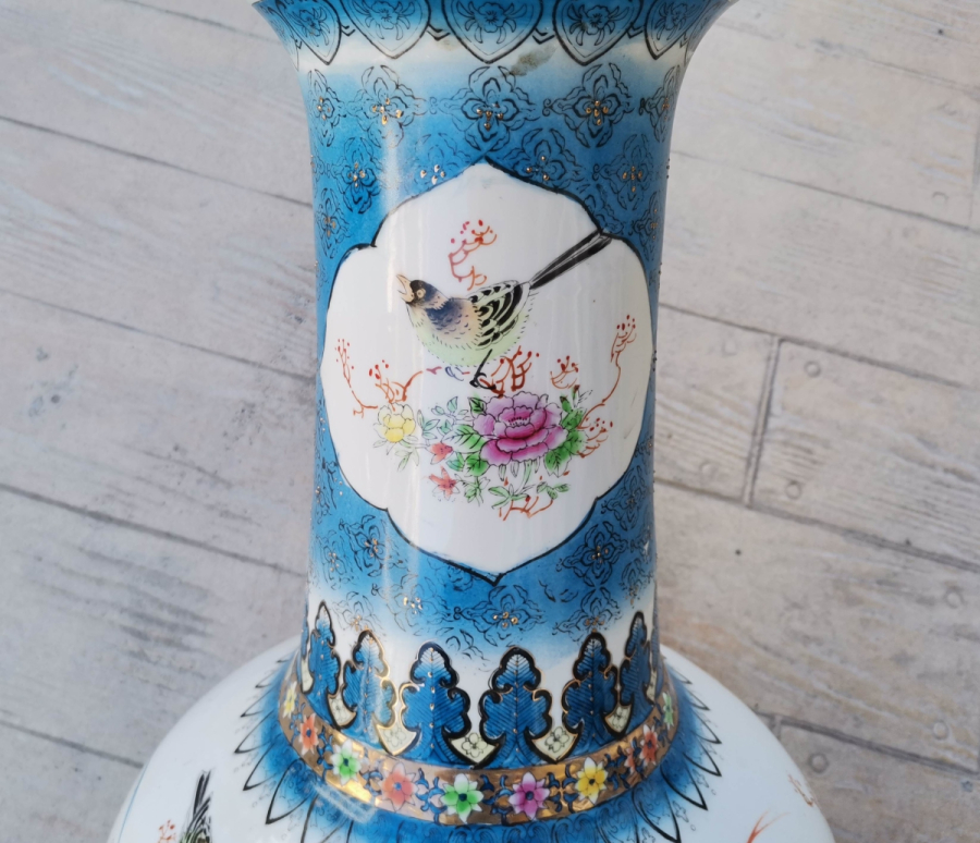 EL BOYAMA BÜYÜK BOY ANTİKA PORSELEN VAZO