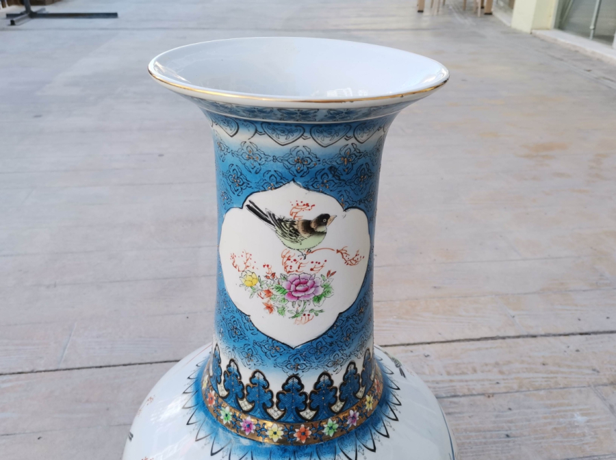 EL BOYAMA BÜYÜK BOY ANTİKA PORSELEN VAZO