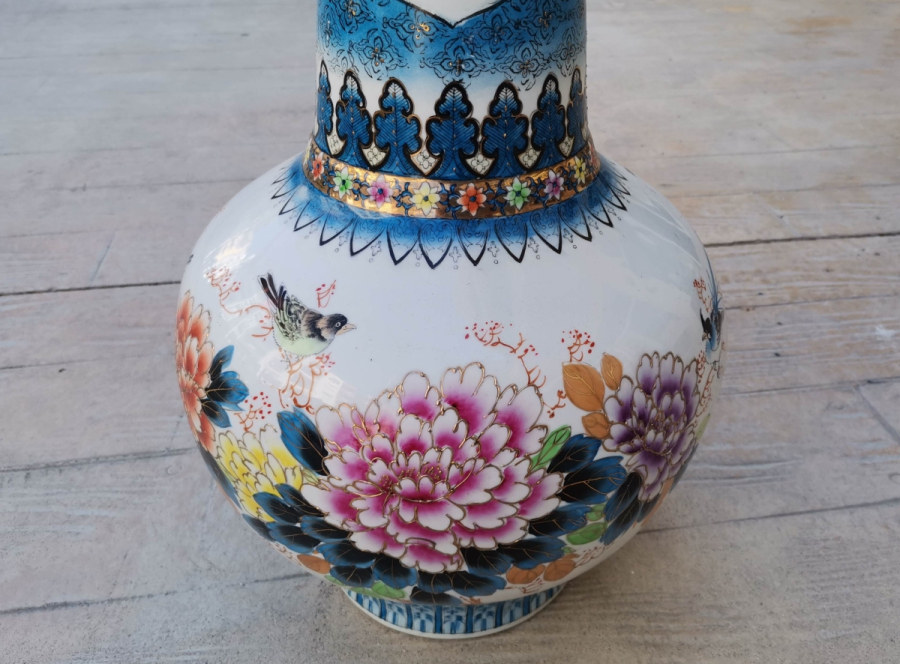 EL BOYAMA BÜYÜK BOY ANTİKA PORSELEN VAZO