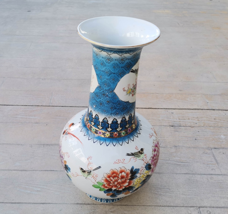 EL BOYAMA BÜYÜK BOY ANTİKA PORSELEN VAZO