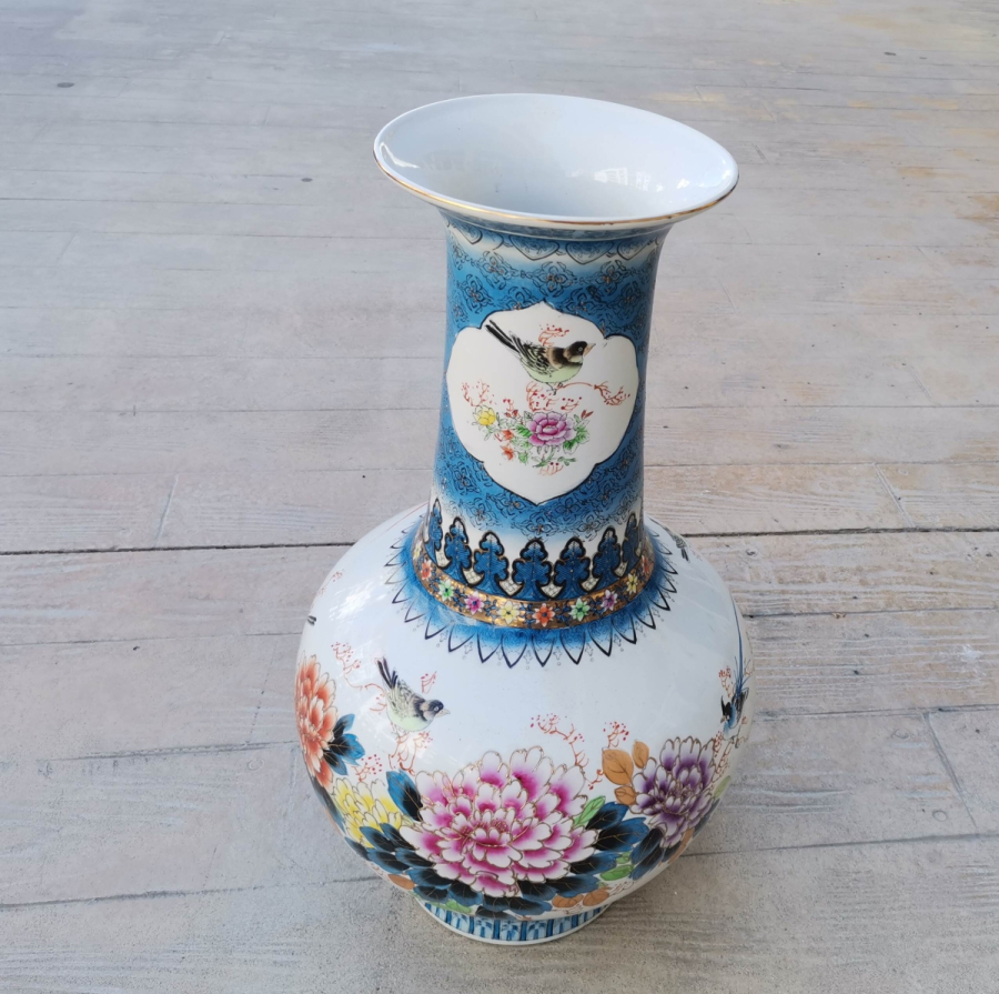 EL BOYAMA BÜYÜK BOY ANTİKA PORSELEN VAZO