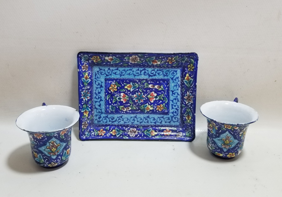 ALTI USTA DAMGALI OSMANLI DÖNEMİ MİNE İŞÇİLİKLİ ÇİFT KAHVE FİNCANI