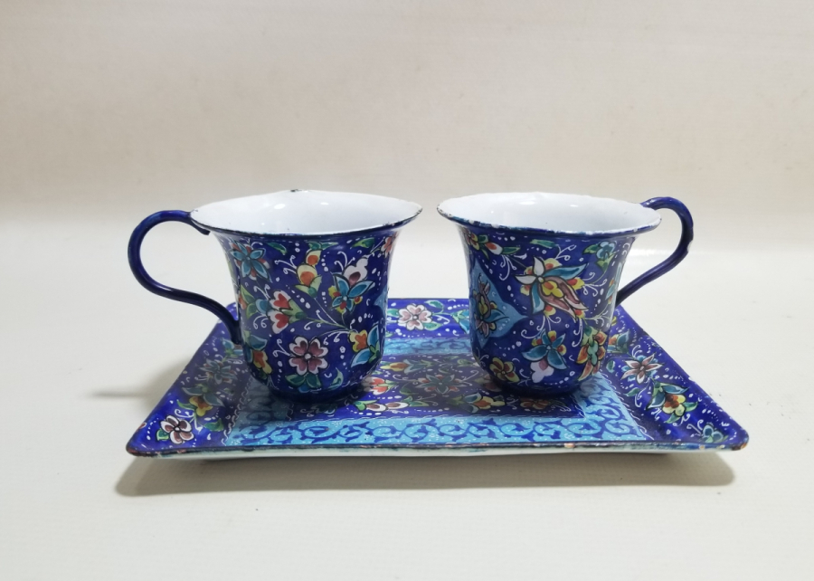 ALTI USTA DAMGALI OSMANLI DÖNEMİ MİNE İŞÇİLİKLİ ÇİFT KAHVE FİNCANI