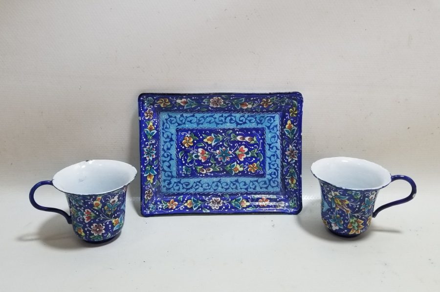 ALTI USTA DAMGALI OSMANLI DÖNEMİ MİNE İŞÇİLİKLİ ÇİFT KAHVE FİNCANI