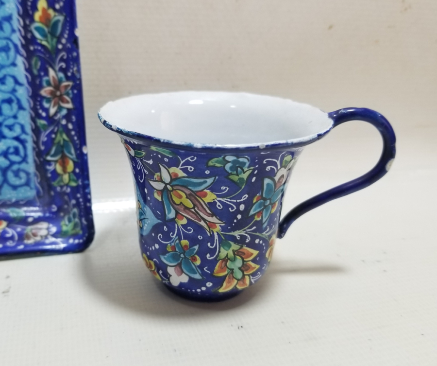 ALTI USTA DAMGALI OSMANLI DÖNEMİ MİNE İŞÇİLİKLİ ÇİFT KAHVE FİNCANI