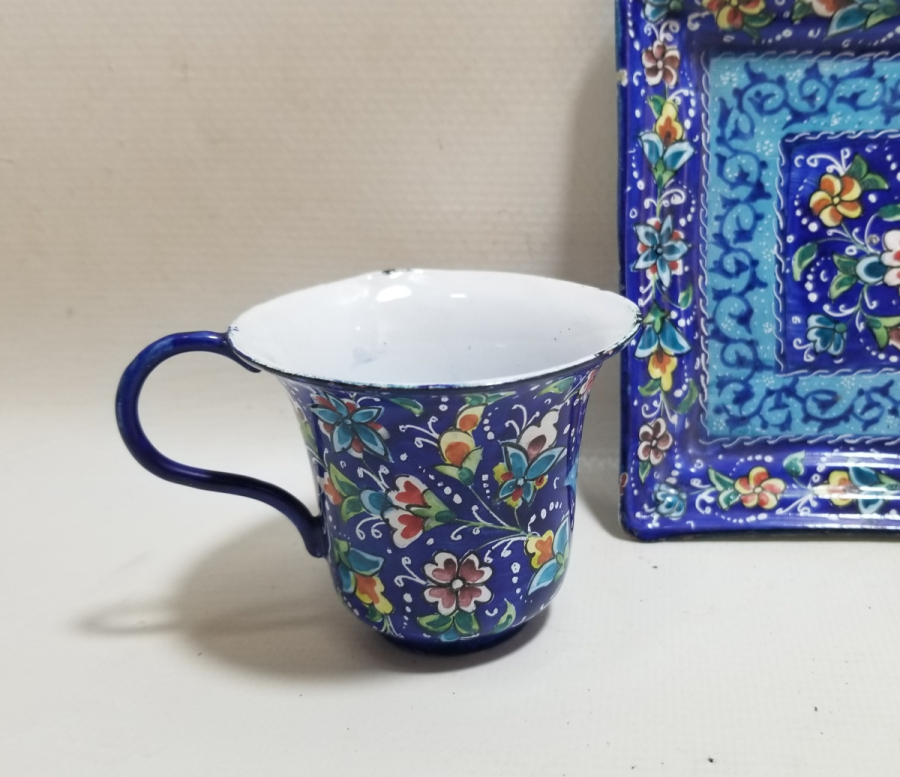 ALTI USTA DAMGALI OSMANLI DÖNEMİ MİNE İŞÇİLİKLİ ÇİFT KAHVE FİNCANI