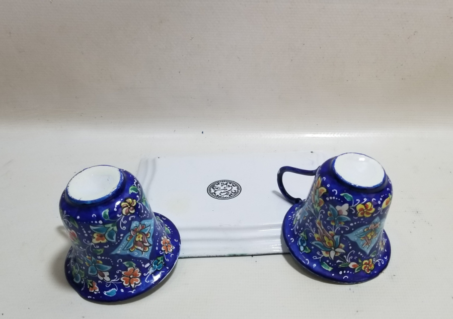 ALTI USTA DAMGALI OSMANLI DÖNEMİ MİNE İŞÇİLİKLİ ÇİFT KAHVE FİNCANI