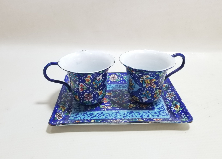 ALTI USTA DAMGALI OSMANLI DÖNEMİ MİNE İŞÇİLİKLİ ÇİFT KAHVE FİNCANI