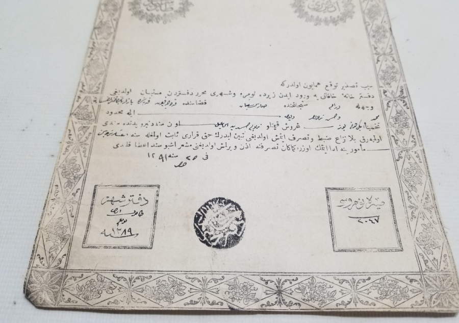 ABDÜLAZİZ HAN DÖNEMİ SARAYDAN VERİLMİŞ EL YAZMA NADİR SENEDİ HAKANİ