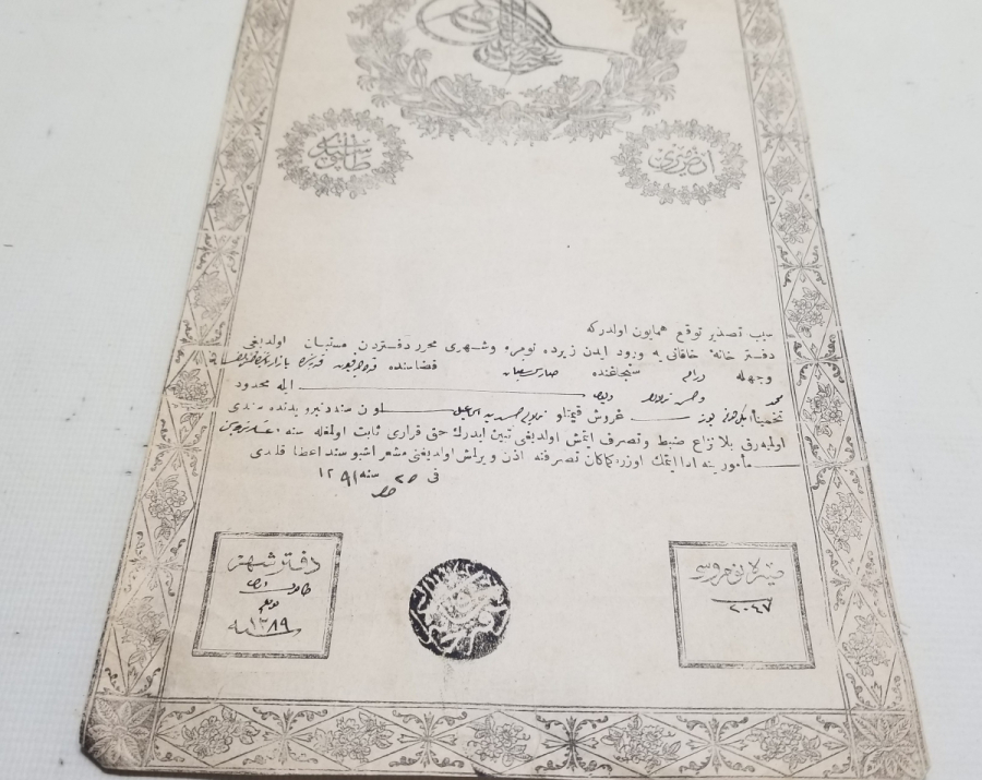 ABDÜLAZİZ HAN DÖNEMİ SARAYDAN VERİLMİŞ EL YAZMA NADİR SENEDİ HAKANİ