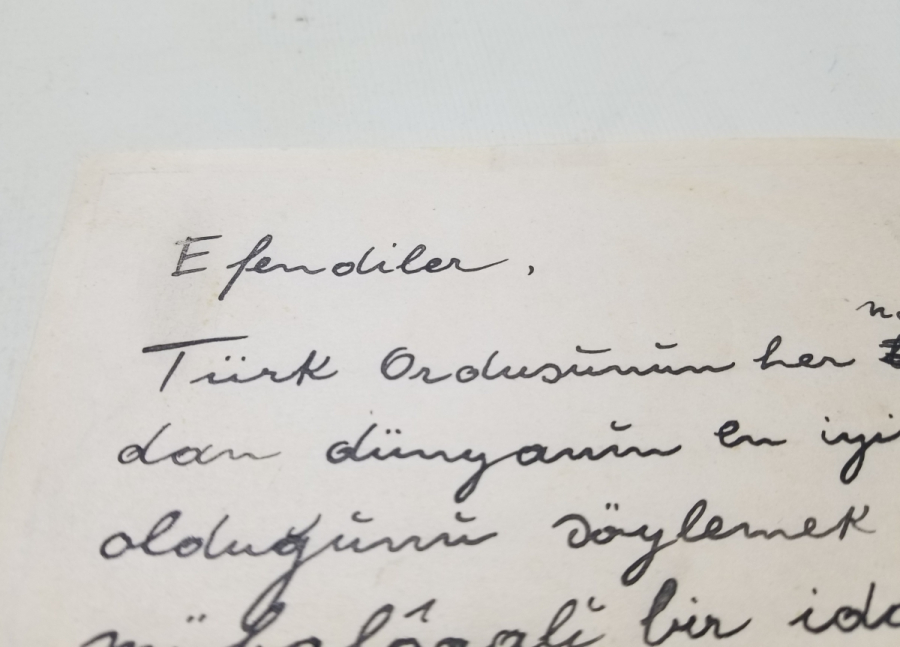 ATATÜRK'ÜN KENDİ EL YAZISIYLA YAZDIĞI BASKI ÇOĞALTMA HATIRA YAZI