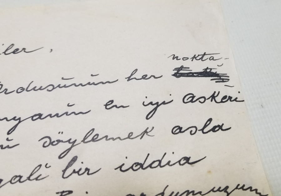 ATATÜRK'ÜN KENDİ EL YAZISIYLA YAZDIĞI BASKI ÇOĞALTMA HATIRA YAZI