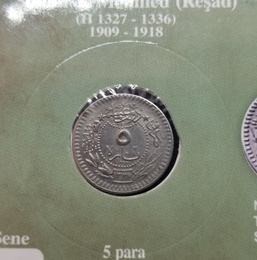 MEHMET REŞAT HAN DÖNEMİ KOLEKSİYONLUK NİKEL 5 PARA