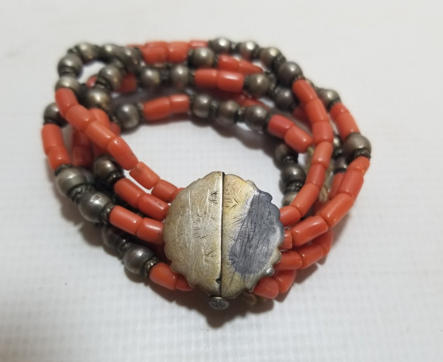 OSMANLI DÖNEMİ NADİR MERCAN TAŞLI NADİR GÜMÜŞ BİLEKLİK