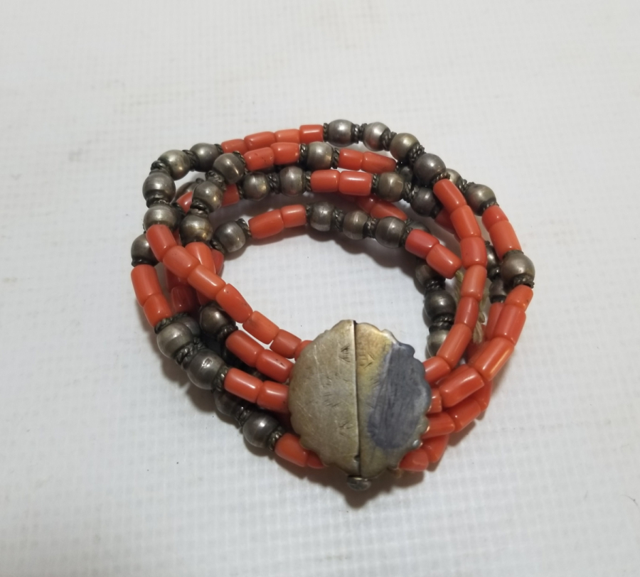 OSMANLI DÖNEMİ NADİR MERCAN TAŞLI NADİR GÜMÜŞ BİLEKLİK