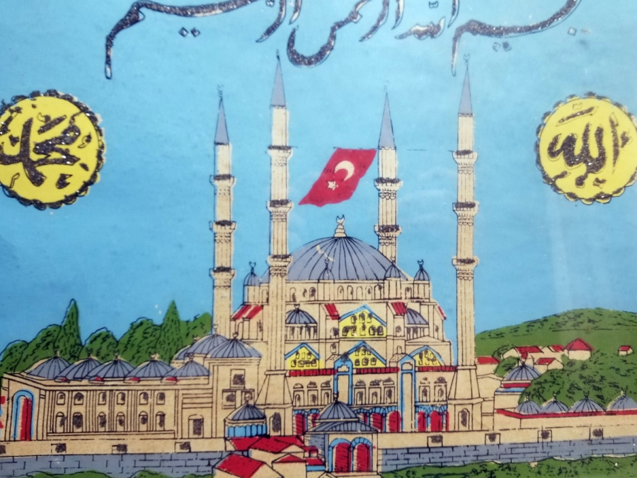 EDİRNE SELİMİYE CAMİ GÖRSELLİ ORİJİNAL ÇERÇEVESİNDE ANTİKA PANO