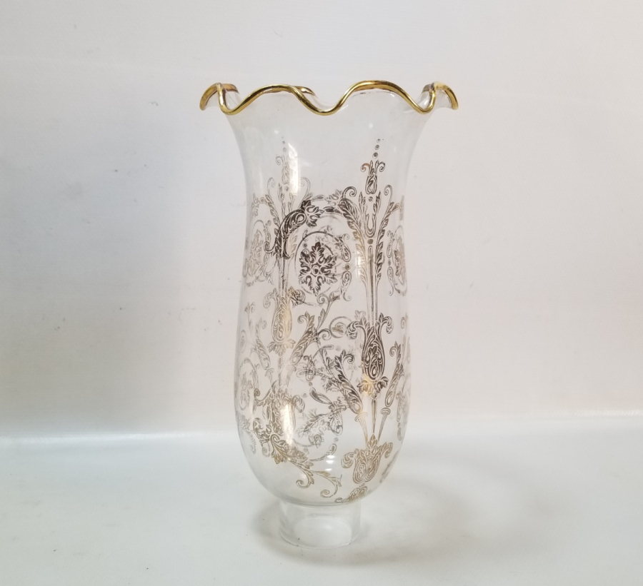 ÜZERİ ALTIN VARAKLI ANTİKA GAZ LAMBASI CAMI