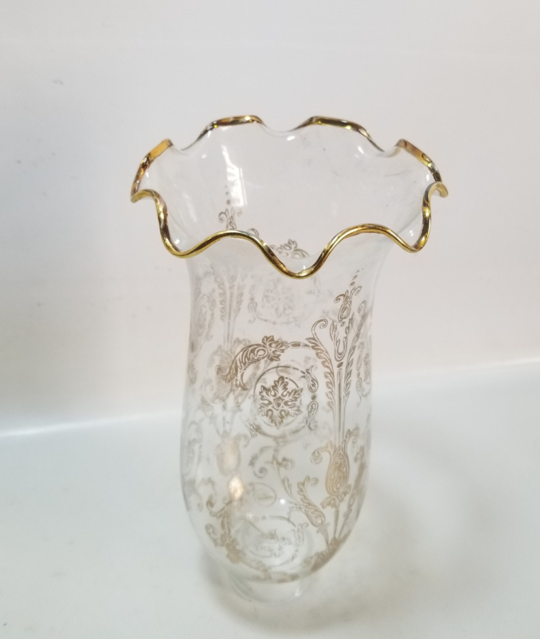 ÜZERİ ALTIN VARAKLI ANTİKA GAZ LAMBASI CAMI