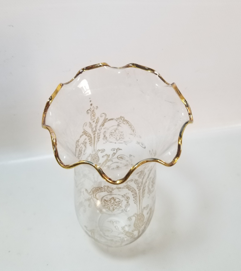 ÜZERİ ALTIN VARAKLI ANTİKA GAZ LAMBASI CAMI