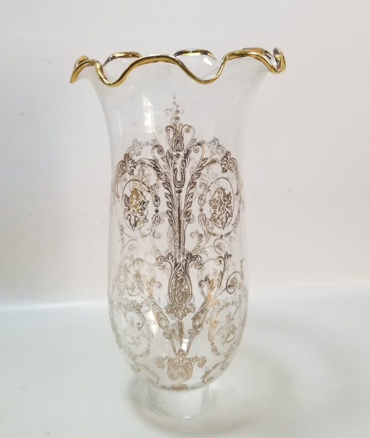 ÜZERİ ALTIN VARAKLI ANTİKA GAZ LAMBASI CAMI