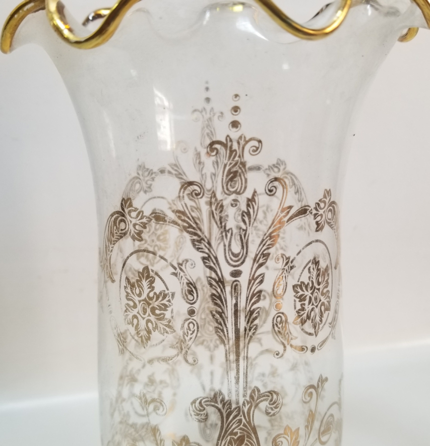 ÜZERİ ALTIN VARAKLI ANTİKA GAZ LAMBASI CAMI