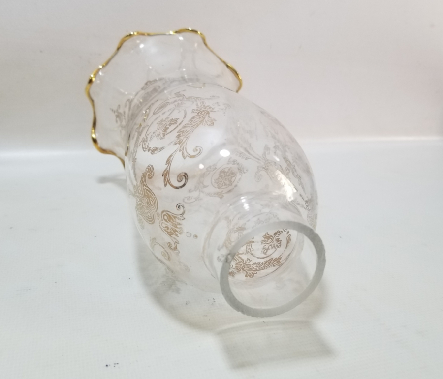 ÜZERİ ALTIN VARAKLI ANTİKA GAZ LAMBASI CAMI