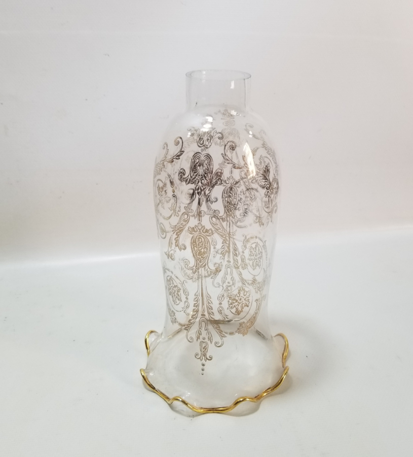 ÜZERİ ALTIN VARAKLI ANTİKA GAZ LAMBASI CAMI