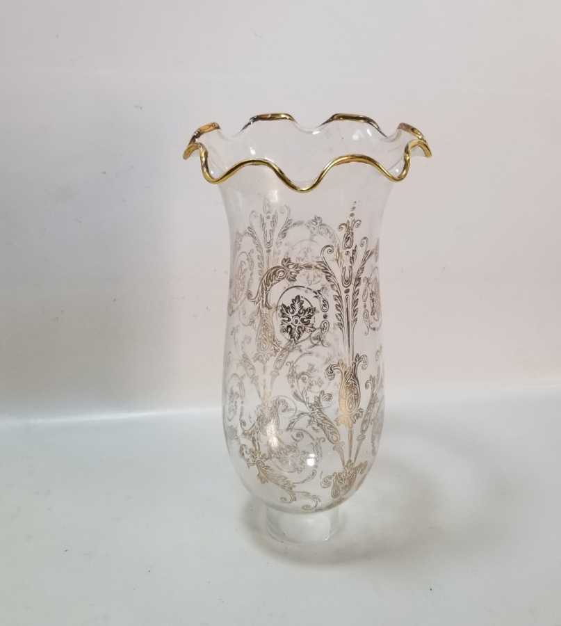 ÜZERİ ALTIN VARAKLI ANTİKA GAZ LAMBASI CAMI