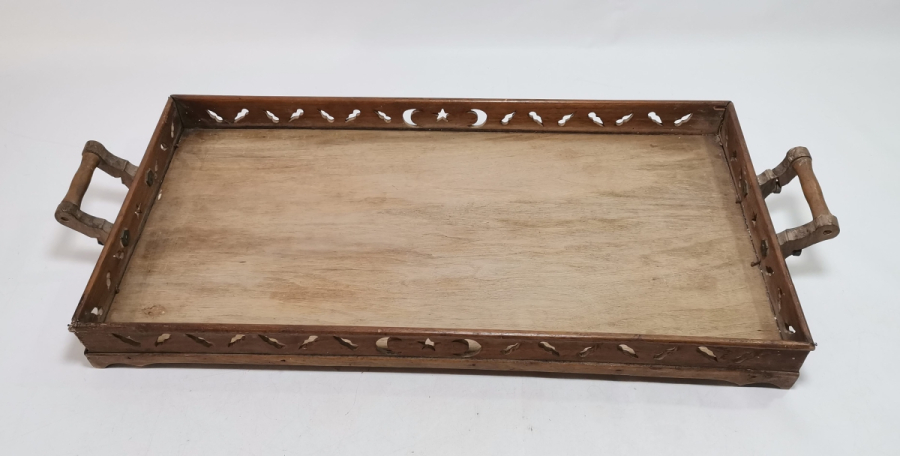 ÜZERİ AY YILDIZLI EL YAPIMI OSMANLI DÖNEMİ NADİR KAHVE TEPSİSİ