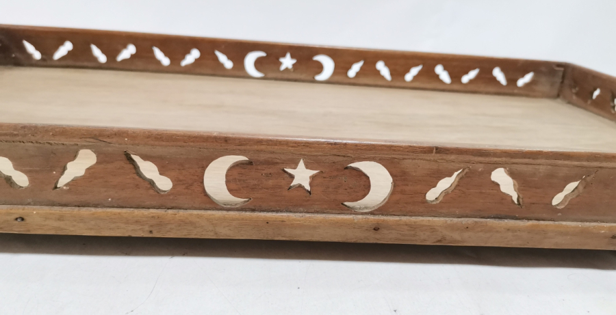 ÜZERİ AY YILDIZLI EL YAPIMI OSMANLI DÖNEMİ NADİR KAHVE TEPSİSİ