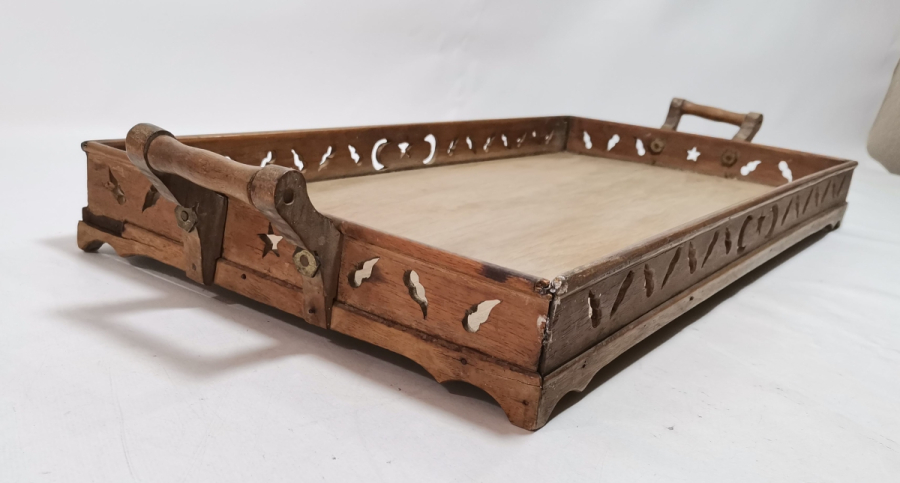 ÜZERİ AY YILDIZLI EL YAPIMI OSMANLI DÖNEMİ NADİR KAHVE TEPSİSİ