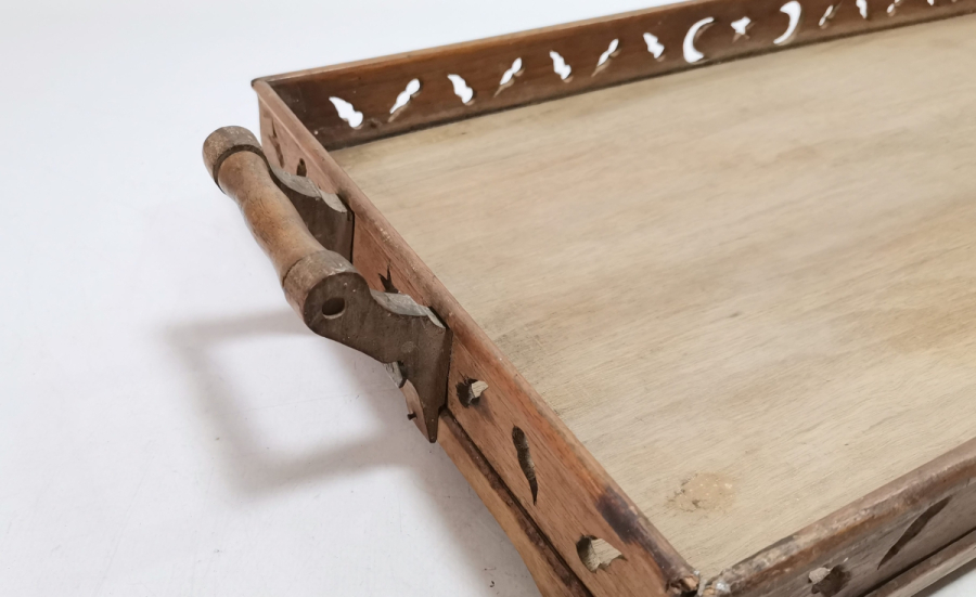 ÜZERİ AY YILDIZLI EL YAPIMI OSMANLI DÖNEMİ NADİR KAHVE TEPSİSİ