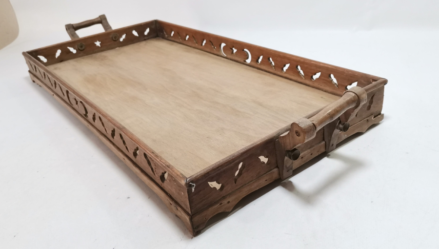 ÜZERİ AY YILDIZLI EL YAPIMI OSMANLI DÖNEMİ NADİR KAHVE TEPSİSİ