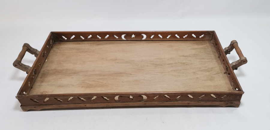 ÜZERİ AY YILDIZLI EL YAPIMI OSMANLI DÖNEMİ NADİR KAHVE TEPSİSİ