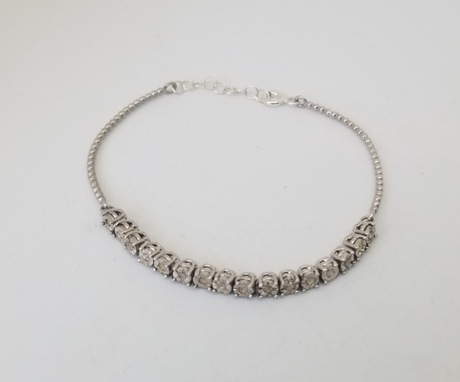 PIRLANTA TAŞLI GÜMÜŞ BİLEZİK - BİLEKLİK