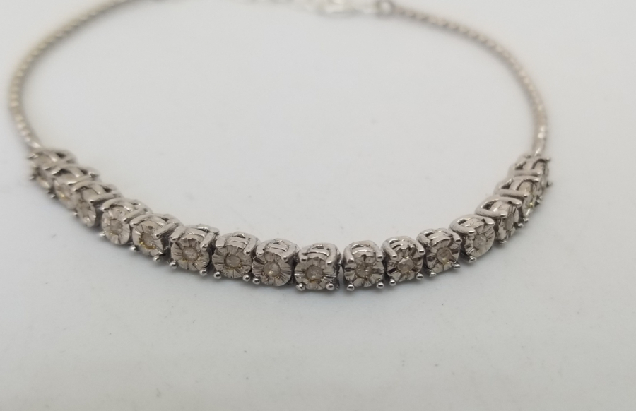 PIRLANTA TAŞLI GÜMÜŞ BİLEZİK - BİLEKLİK