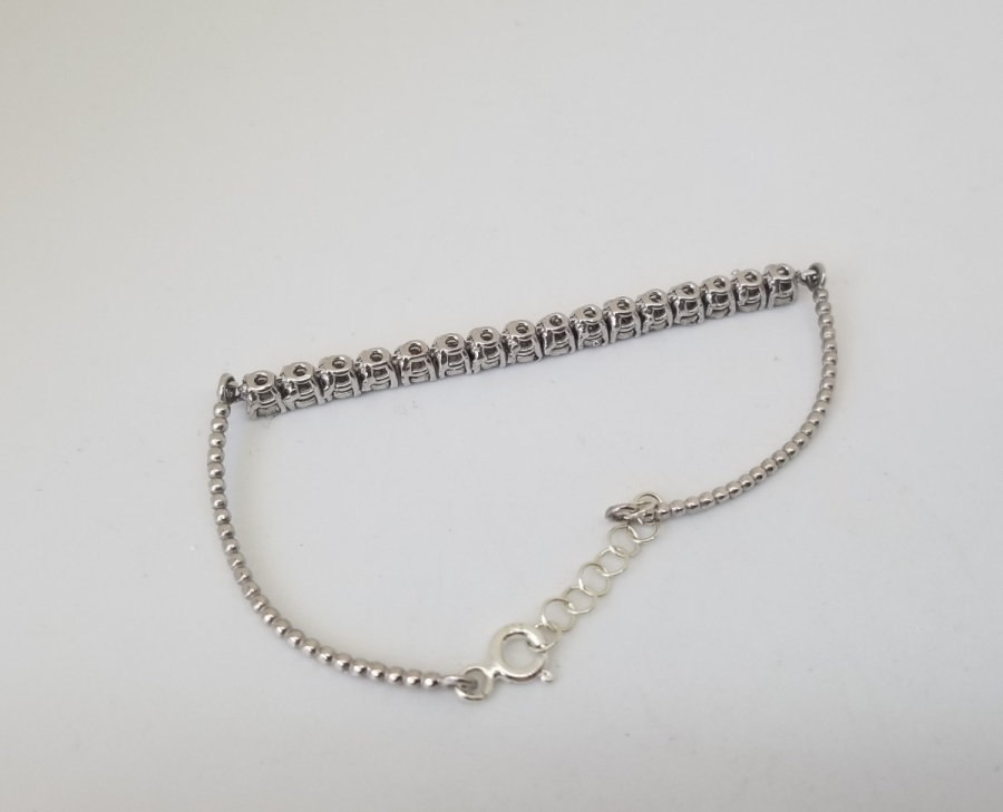 PIRLANTA TAŞLI GÜMÜŞ BİLEZİK - BİLEKLİK