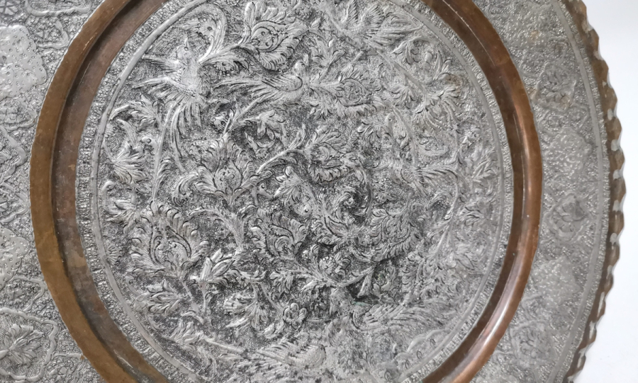 KABARTMA İŞÇİLİKLİ ANTİKA BAKIR DUVAR TABAĞI