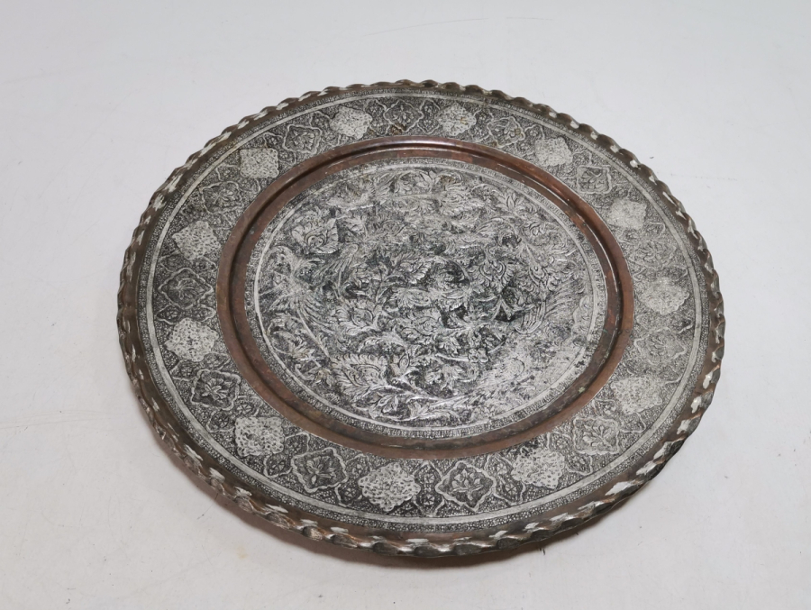 KABARTMA İŞÇİLİKLİ ANTİKA BAKIR DUVAR TABAĞI