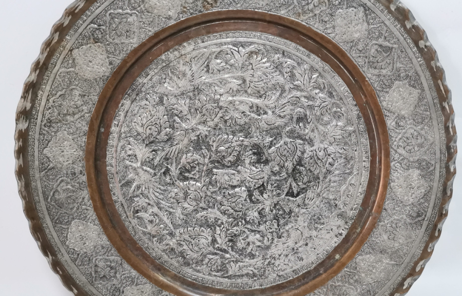 KABARTMA İŞÇİLİKLİ ANTİKA BAKIR DUVAR TABAĞI