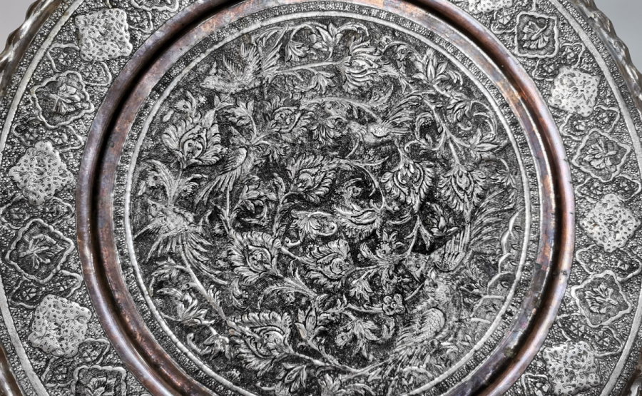 KABARTMA İŞÇİLİKLİ ANTİKA BAKIR DUVAR TABAĞI