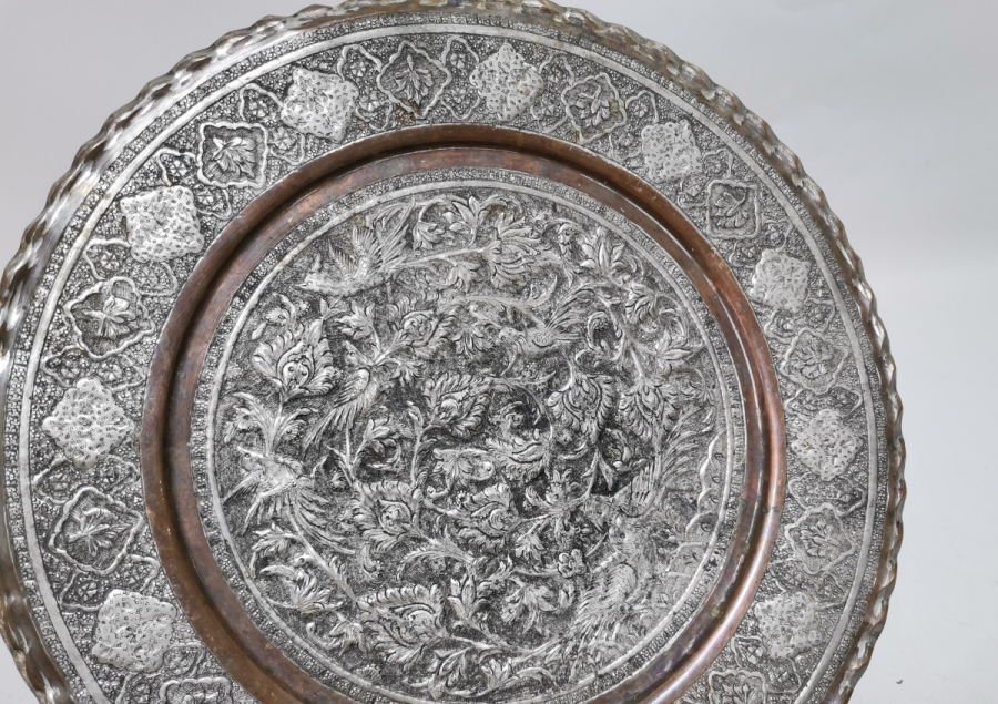 KABARTMA İŞÇİLİKLİ ANTİKA BAKIR DUVAR TABAĞI