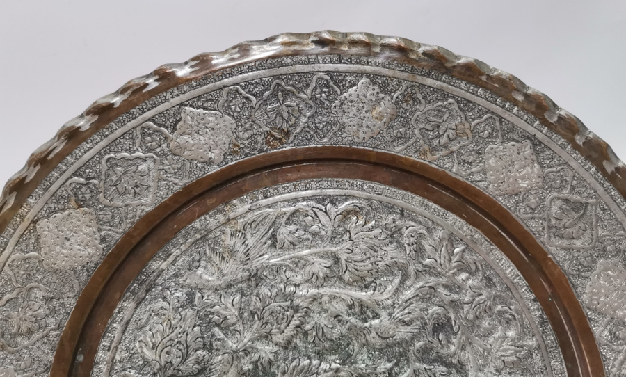 KABARTMA İŞÇİLİKLİ ANTİKA BAKIR DUVAR TABAĞI